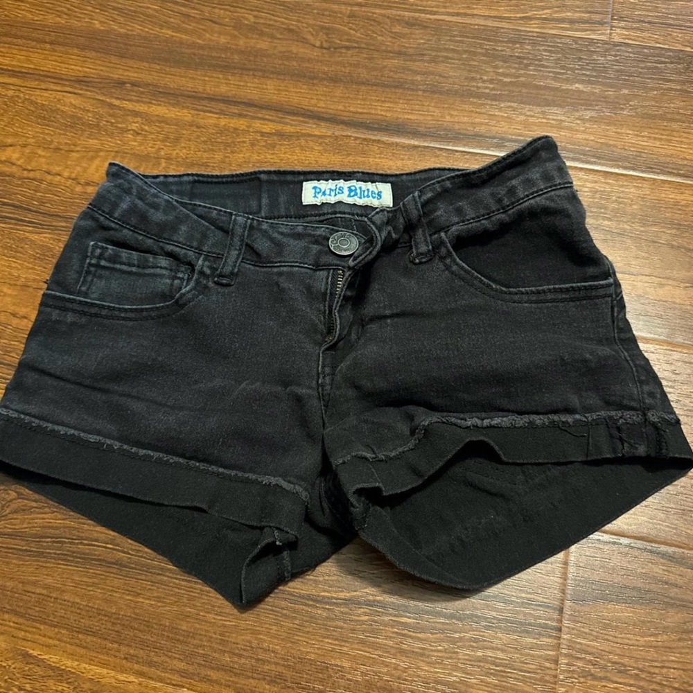 Paris Blues Black Jean Shorts Distressed Style